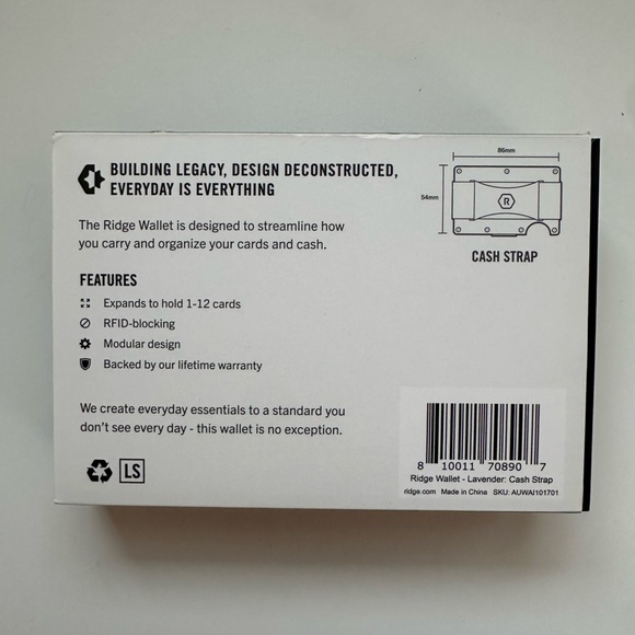 RIDGE Lavender Slim RFID Blocking Wallet BRAND NEW - Picture 2 of 4